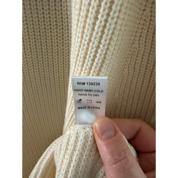 NWT Pomander Place Cream Ribbed Ainsley Knit Effortless Preppy Sweater Dress L - Picture 8 of 10